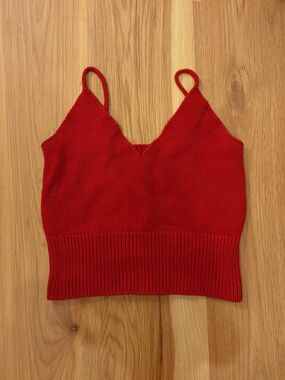 Brandy Melville Red Knit Crop Tank